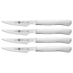 ZWILLING Steak Knives in Leather Pouch, Stainless Steel & Wood