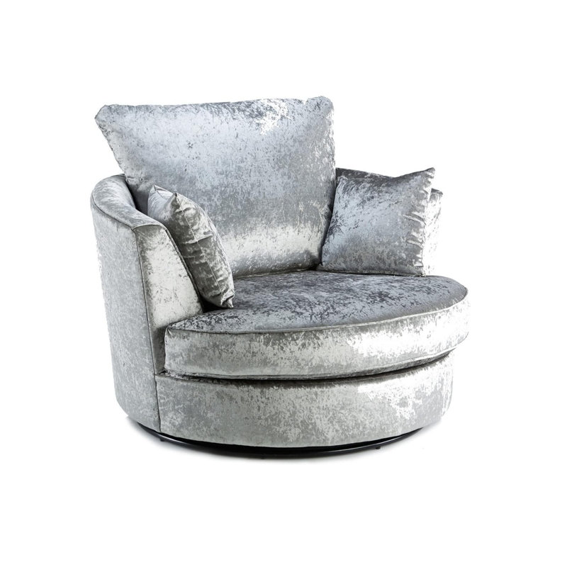 Velvet Swivel Armchair, Silver