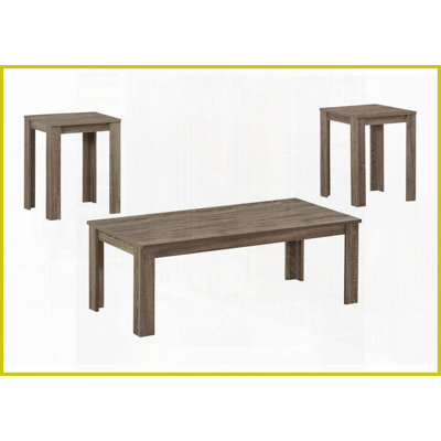 Transitional 3-Piece Coffee amp; End Table Set for Living Room – Spacious Tops, Dark Taupe Laminate