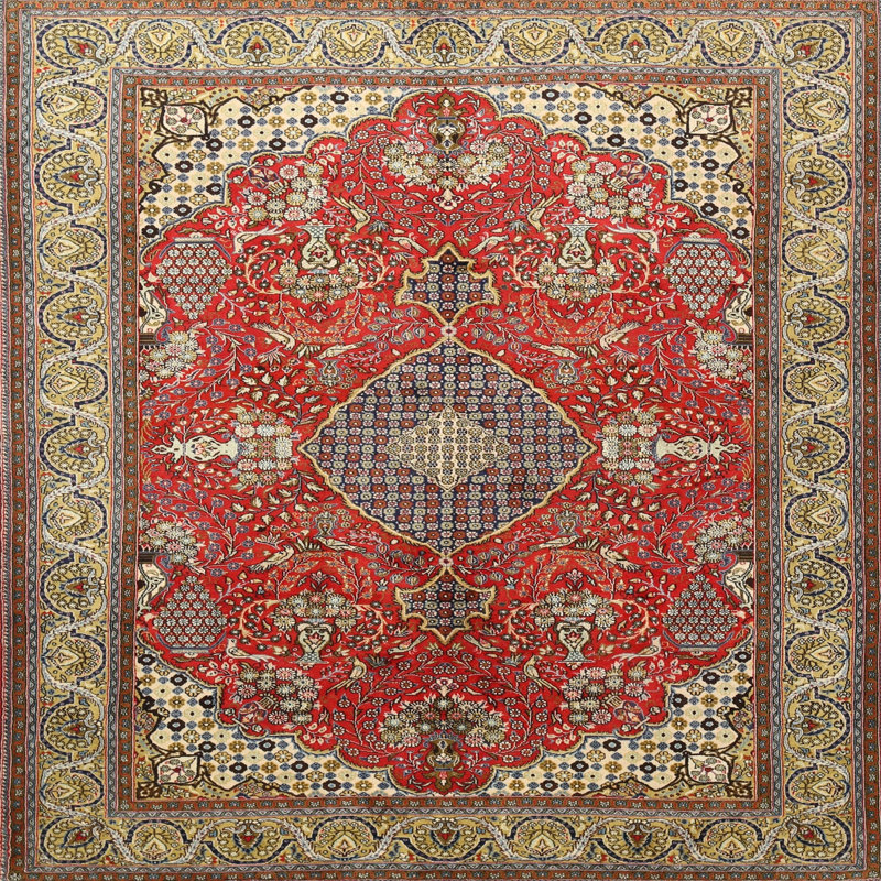 Tapis oriental orange, Rond 5 pi