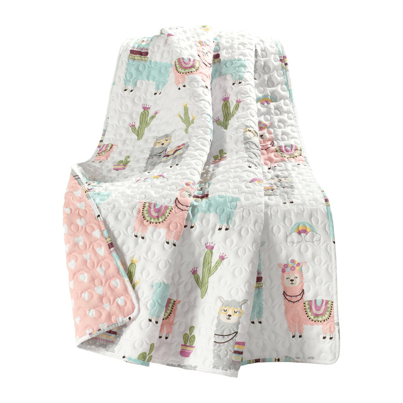 Southwest Llama Cactus Reversible Toddler Throw Blanket