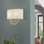 Applique murale 2 lumières ADA en bronze anglais avec abat-jour en tissu avoine fabriqué à la main avec tissu blanc à l'intérieur-611700163