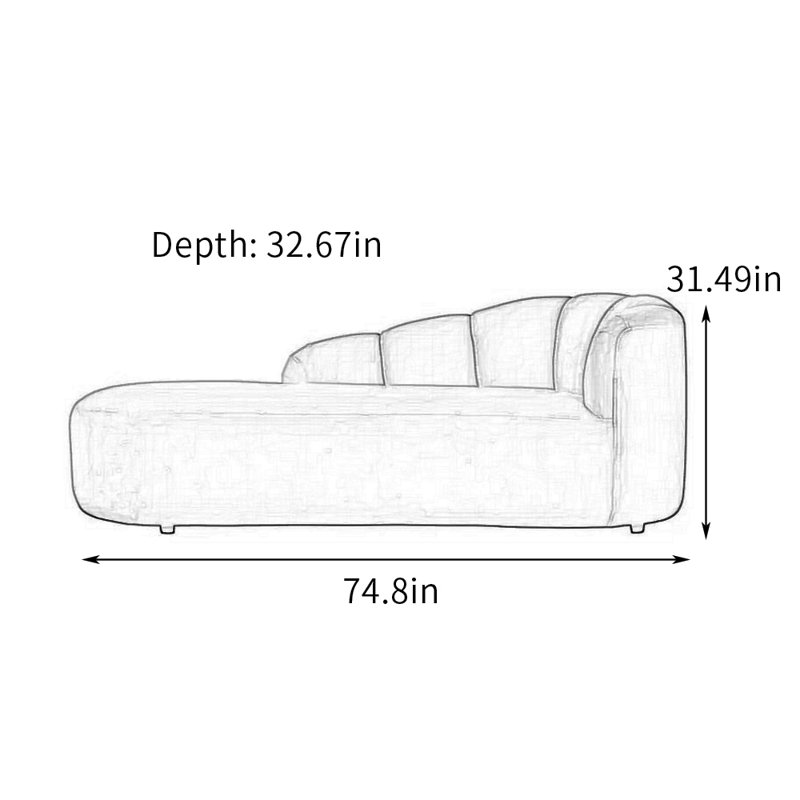 Méridiennes en flanelle Elegant Minimalist, Orienté à droite