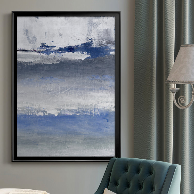 «Soft Solace Indigo», peinture sur toile encadrée, H 26,5 po x l 36,5 po x P 1,5 po, Noir