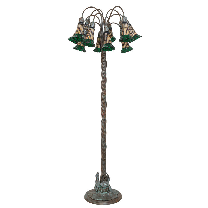 Tiffany Pond Lily Floor Lamp, Green/Amber