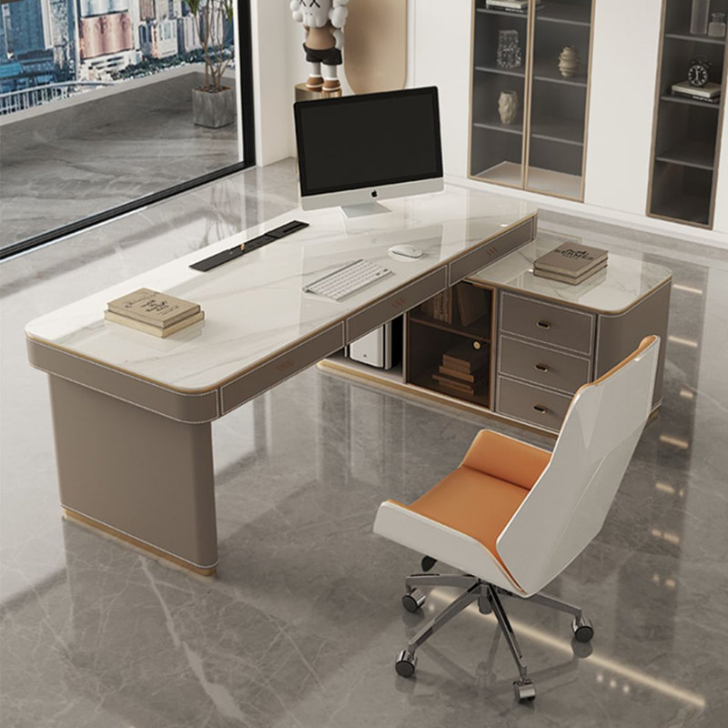 Bureau d'angle moderne moderne en métal, H 29,53 po x l 62,99 po x P 29,53 po