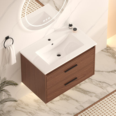 Meuble-lavabo moderne avec lavabo, rangement mural en MDF de 30 po