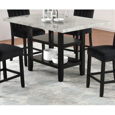 Meuble en bois de table de salle à manger à hauteur de comptoir 1 pièce moderne et élégant avec comptoir en faux marbre