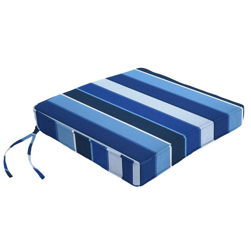 Sunbrella Dining Chair Cushion, Milano Cobalt Stripe Sunbrella®, 2.5" H x 19" W x 18" D