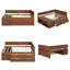 Full Size Solid Wood Daybed With 3 Storage Shelves And 2 Drawers - Walnut-833172045