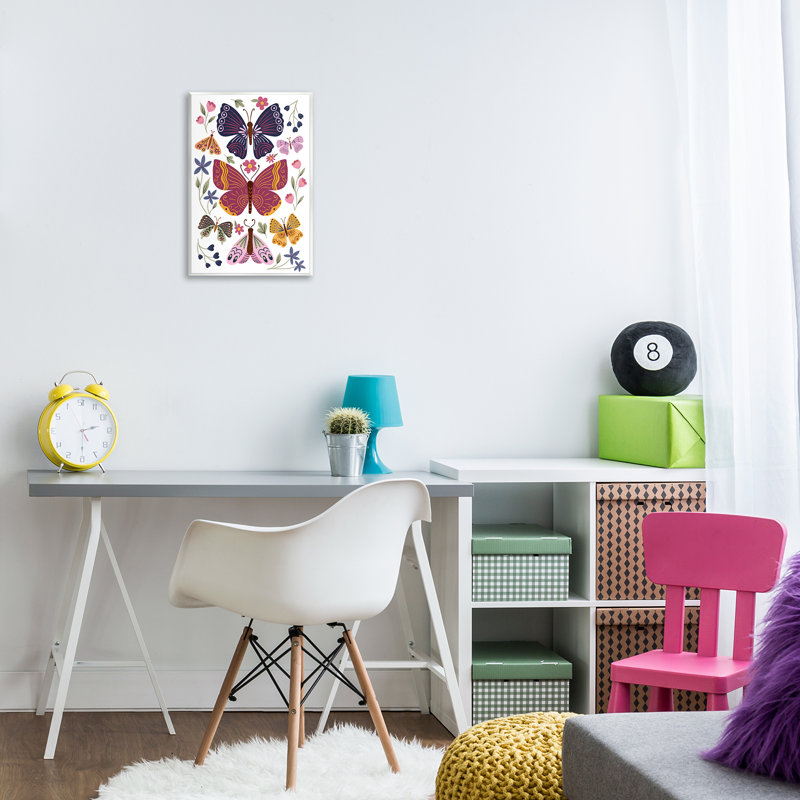 Art mural symétrique sur papillons et fleurs par JJ Design House LLC, H 19 po x l 13 po