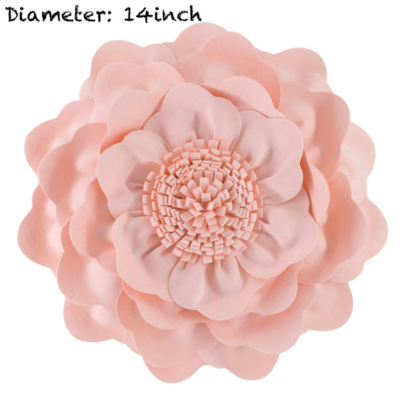 Pink 14-Inch Round Floral Polyester Throw Pillow