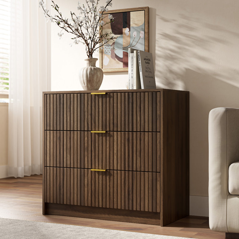 Commode 3 tiroirs l 31,5 po, Marron foncé