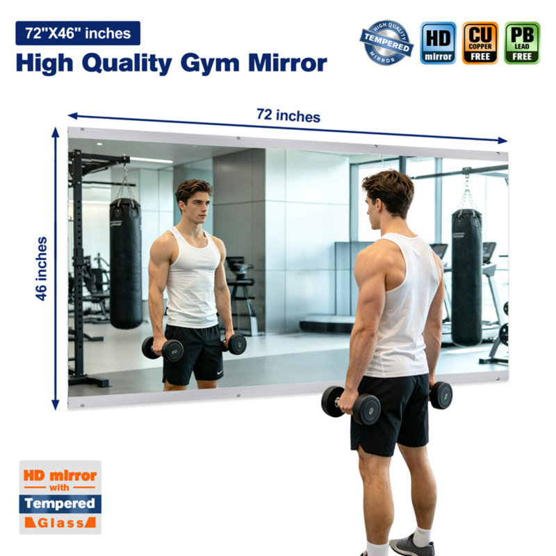 Miroir mural surdimensionné sans cadre, 84 po x 46 po, 2