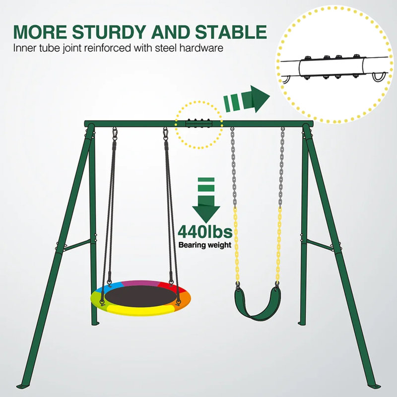 Breezy Days Klo Kick Powder Coated Steel Swing Set Swing(s)