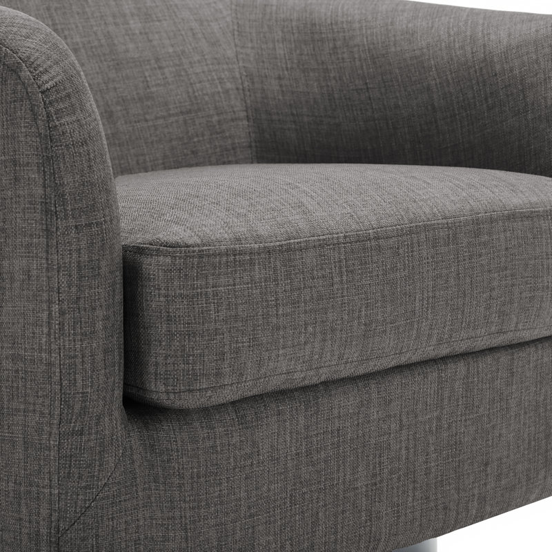 Fauteuil demi-tonneau pivotant avec cadre en bois massif Frankie, Tissu gris