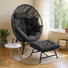 Fauteuil intérieur / extérieur en osier avec repose-pieds et coussins