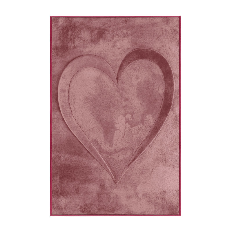 Soft Plush Finnell Valentines Modern & Contemporary Abstract Area Rug in Pink – Rose Binding, 2x3