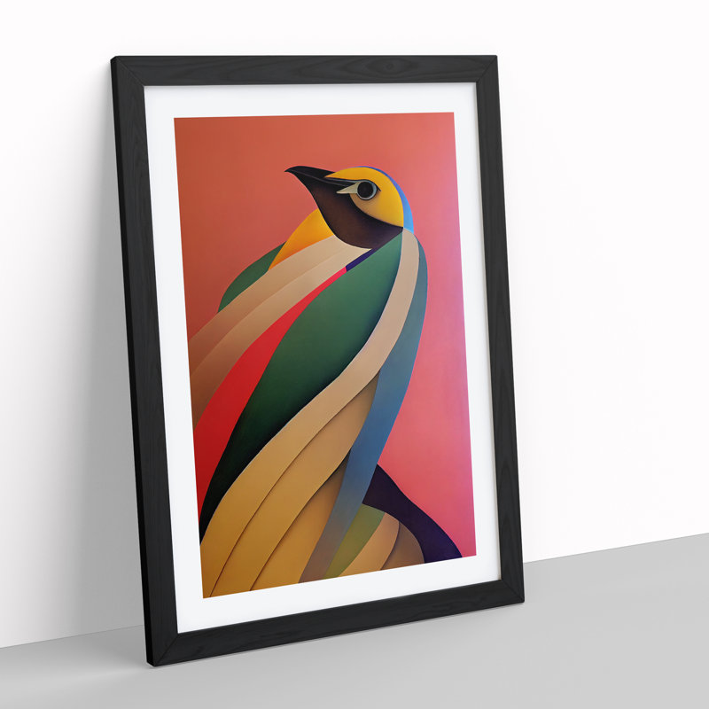 Angelic Bird Abstract - Wall Art, 34cm H x 25cm W, Black Framed