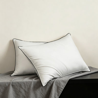 Bed Pillow, Hotel Collection Goose Feather And Down Pillow For Sleeping, 3-Chamber Design, Medium Supportive, Hotel Pillow For Side Sleepers And Back Sleepers, Standard, Single