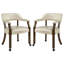 Ensemble de 2 chaises de salle à manger rembourrées de style Mid-Century moderne en bois synthétique avec accoudoirs et roulettes Wexford pour la salle à manger, la cuisine ou le bureau-575657801-539412325