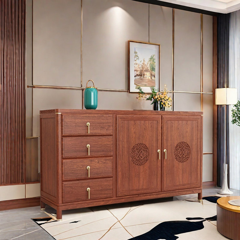 Buffet en bois massif de style chinois, Rouge
