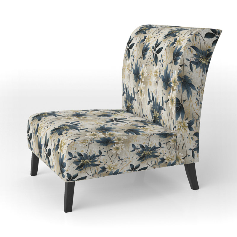 Rustic Victorian Brocade Victorian Motif - Chaise d'appoint de chalet rembourrée à motif floral