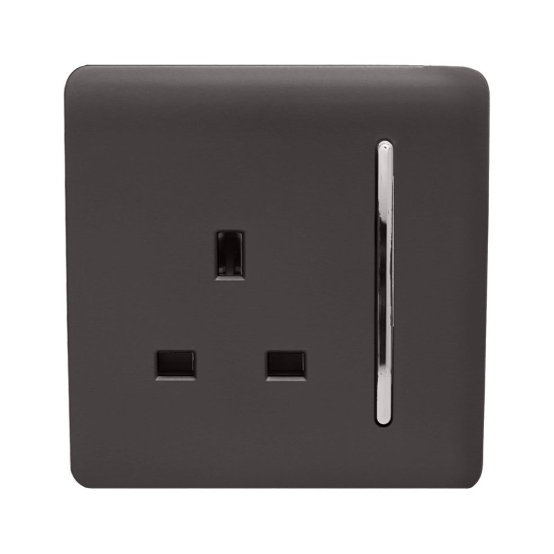 Trendi Switch 1 Gang 13 Amp Switched Plug Socket, Dark Brown