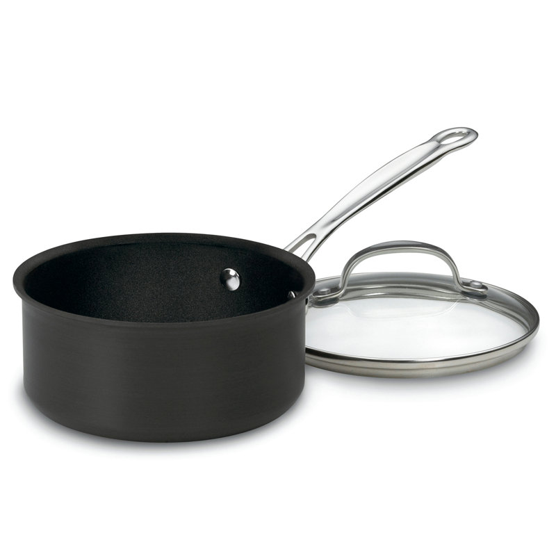 Hard Anodized Non-Stick Aluminum Saucepan with Lid, 3 Qt.