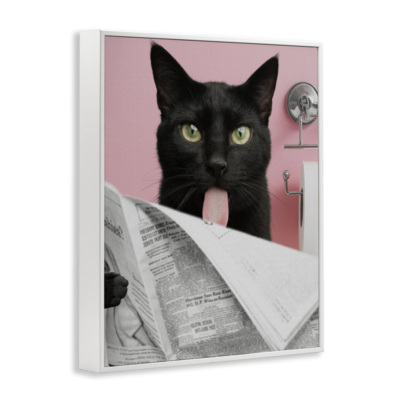 Estampe numérique pour salle de bain Black Cat, conçue par Jesse Keith, H 20 po x l 16 po