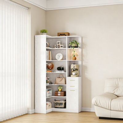 76" Tall Corner Bookshelf