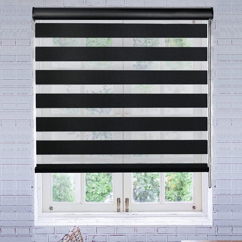 Dual Layer Day & Night Zebra Roller Blinds – Light Filtering Privacy Shades, Modern Window Treatment, Polyester Sheer & Solid Stripes for Living Room, Bedroom & Office