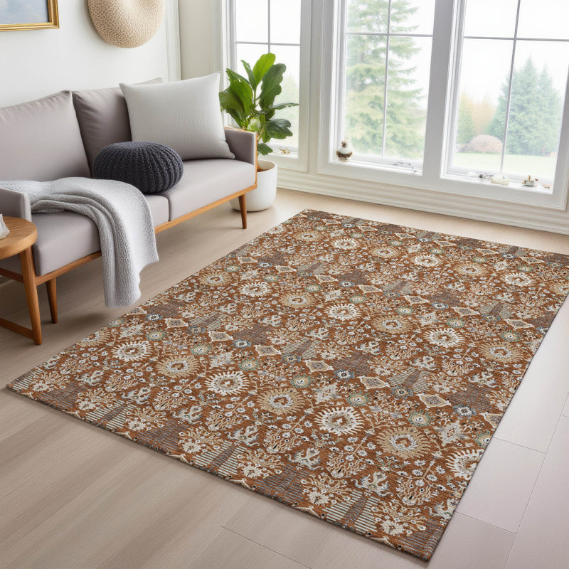 Machine Washable Indoor/Outdoor Boruta ACN2251 Global Rug, Rectangle 9' x 12'