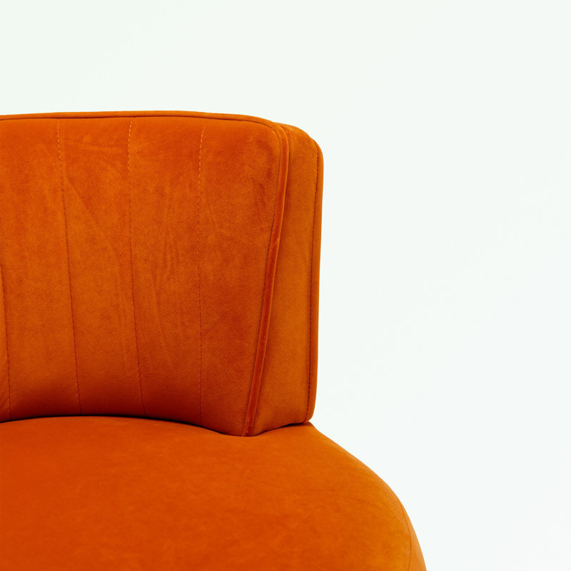 Alphonsine Upholstered Swivel Barrel Chair, Orange Velvet