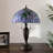 Tiffany Table Lamp Purple Stained Glass Green Leaves LED Bulb Included for Living Room Bedroom Bedside 14"W*14"D*21"H