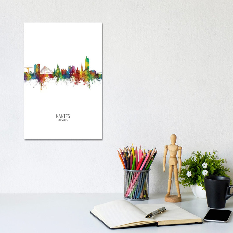 Nantes France Skyline Portrait by Michael Tompsett - Wrapped Canvas Gallery-Wrapped Canvas Giclée, 20.32 cm H x 30.48 cm W