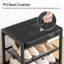 Petit banc à chaussures, étagère à chaussures à 3 niveaux, banc de rangement pour chaussures avec coussin de siège en polyuréthane, banc de rangement pour chaussures d'entrée avec tablettes en maille métallique, range-chaussures autoportant pour le couloir, noir