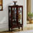 Curio Cabinet In Cherry With Mirrored Back And 50.06 Lbs Weight 3 Shelf Load-Bearing Capacity-1471992225