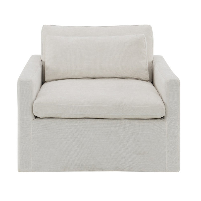 Pradyoth Swivel Upholstered Accent Chair with 1 Toss Pillow, Ivory