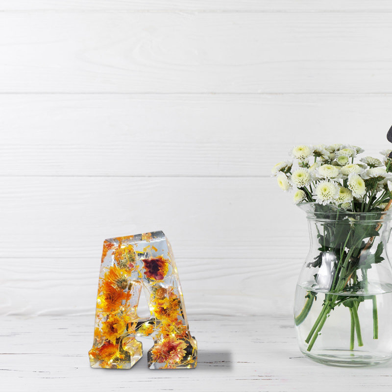 Fleur, veilleuse, fleur, lettre, cadeau de décoration en résine