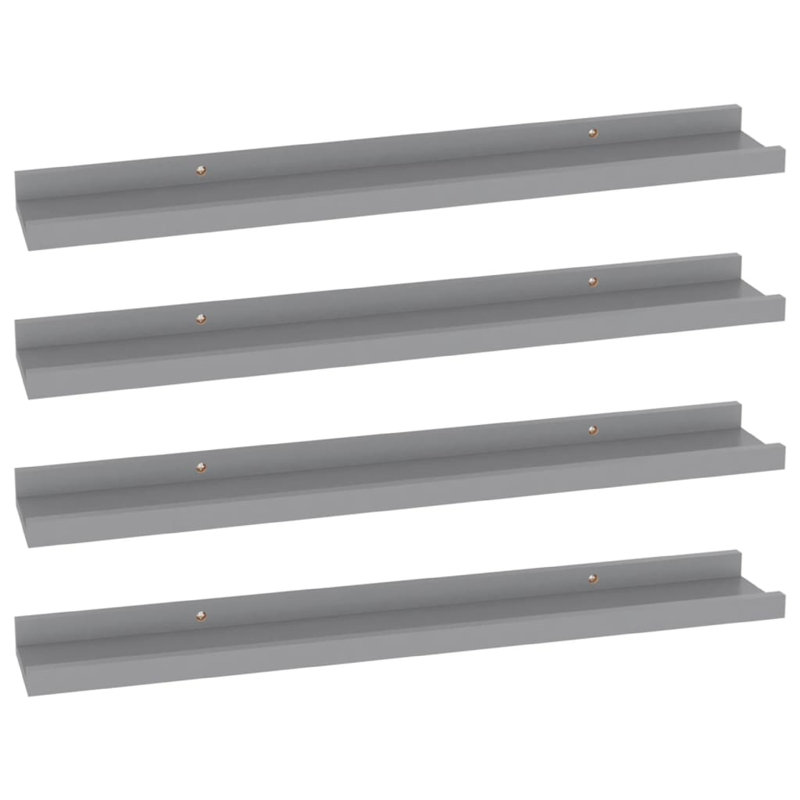 Ensemble de 4 tablettes suspendues Steve, cadre gris, 24 po, Gris, H 1,2 po x l 23,6 po x P 3,5 po