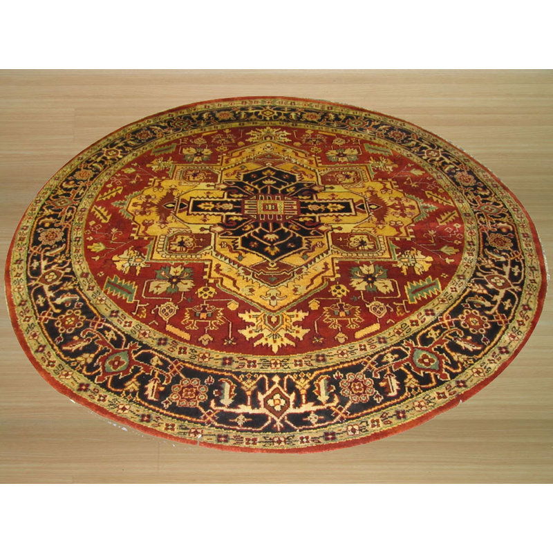 Harlow Oriental Rust Hand Knotted Wool Area Rug, Round 8'