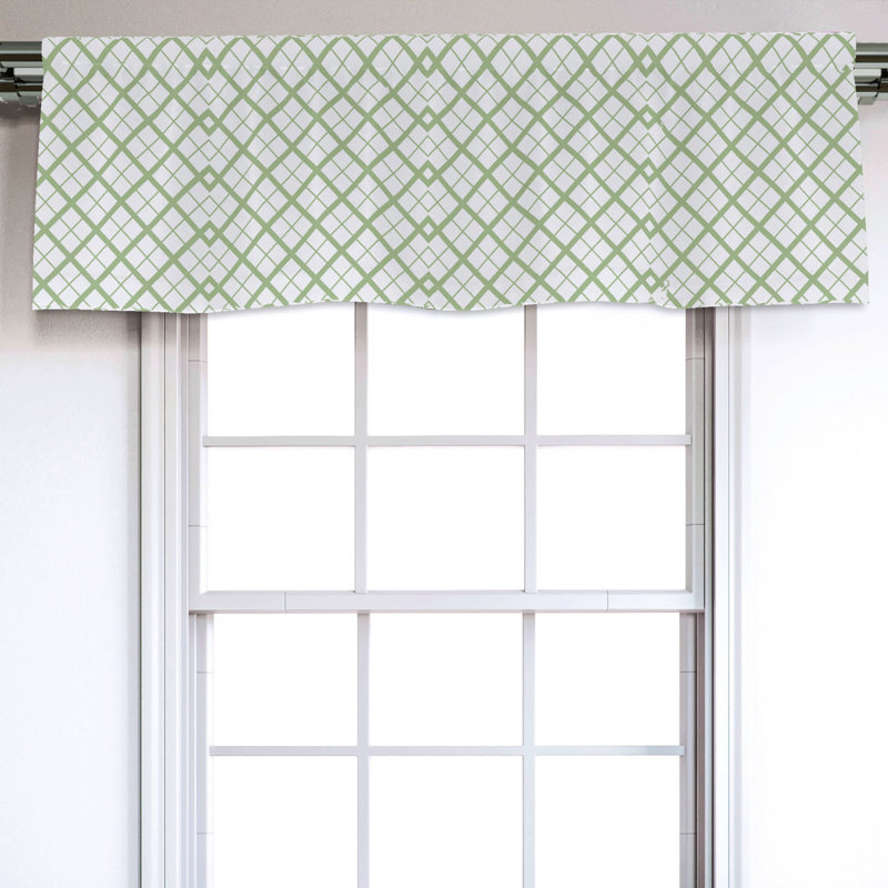 Sateen Geometric Ruffled Window Valance
