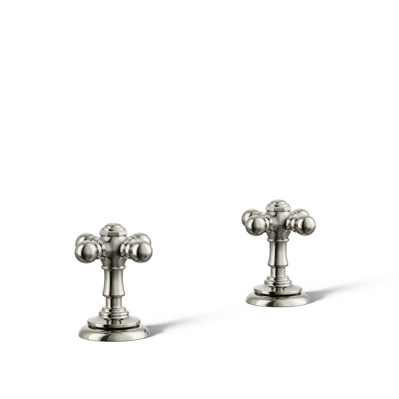 Poignées en croix pour lavabo de salle de bain Artifacts, Nickel poli éclatant