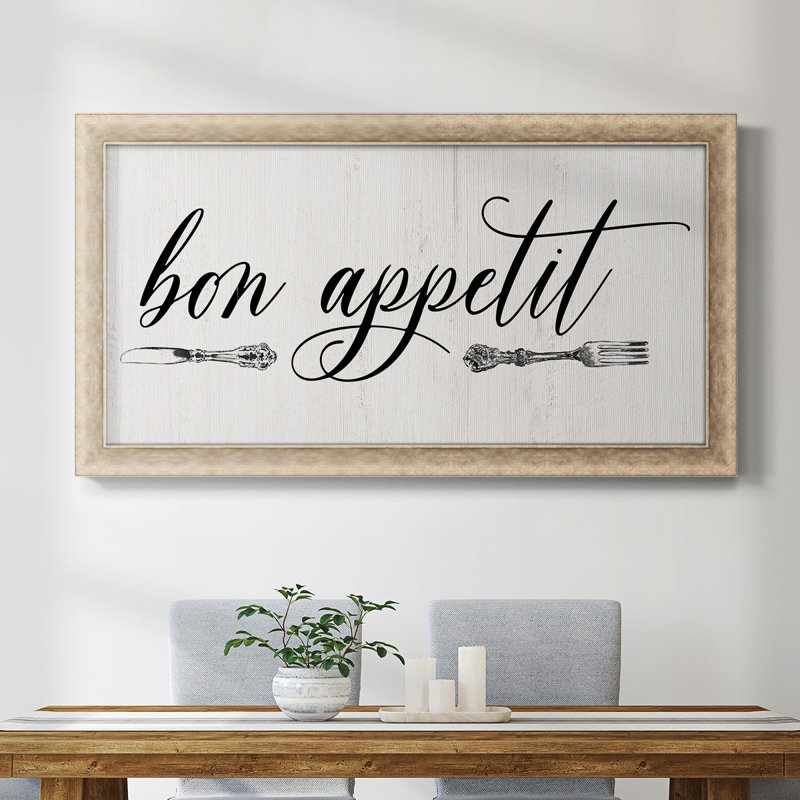 " Bon Appetit ", Gray Framed Canvas, 25" H x 45" W x 1.25" D