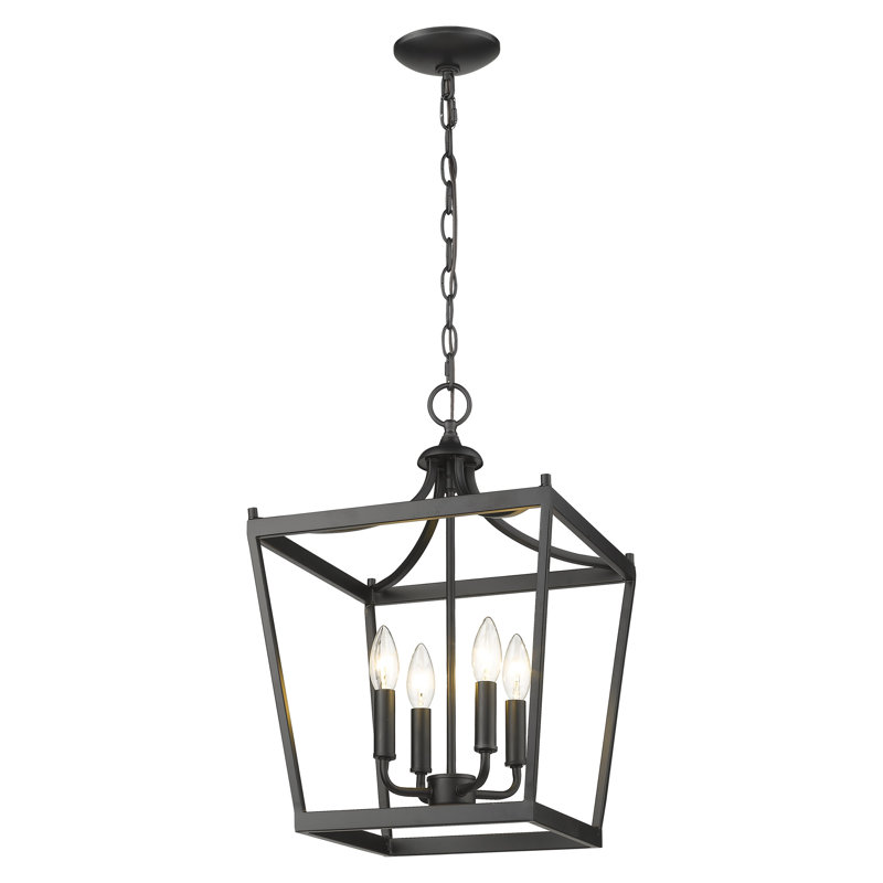 Luminaire suspendu géométrique à 4 lumières Rancourt, Noir mat