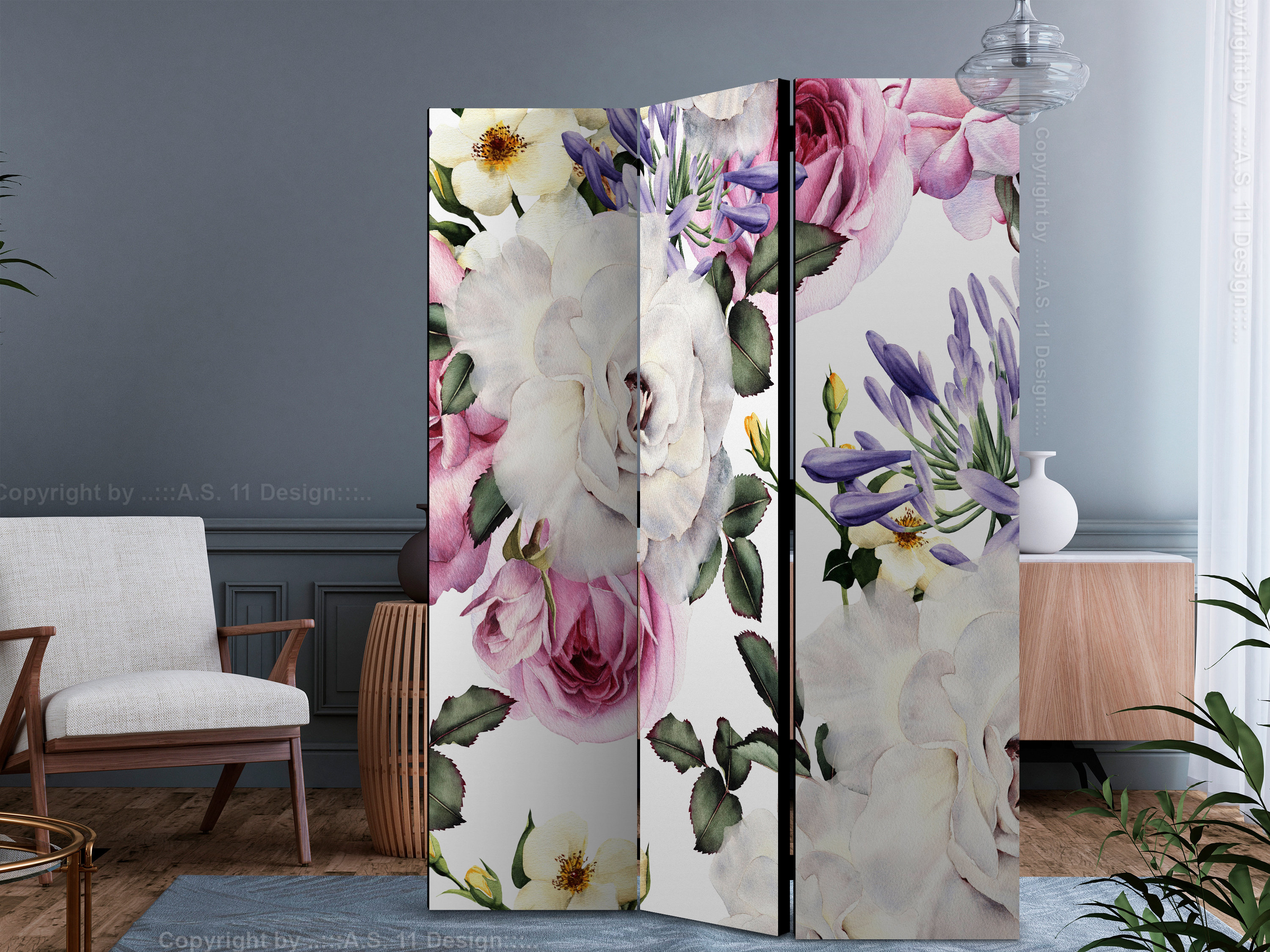 East Urban Home 135cm W x 172cm H 3 - Panel Acoustic Room Divider ...