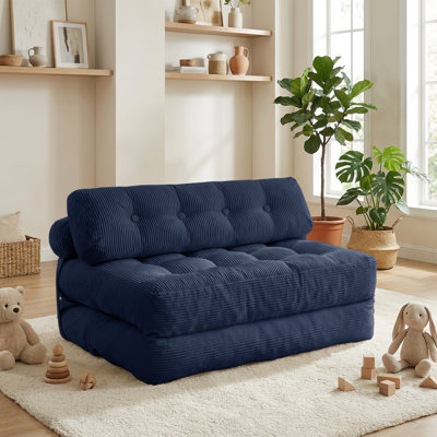 50" Convertible Folding Sofa Bed Pillow Back Support, Blue