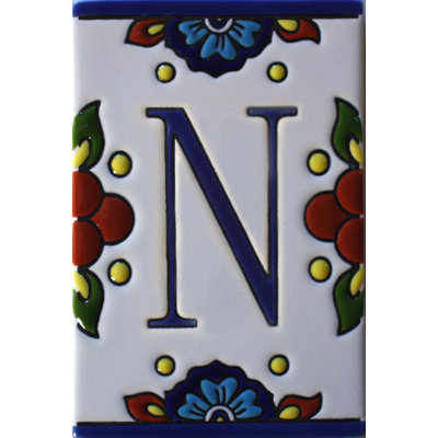 TalaMex Mexican Talavera Mission Tile House Letter N