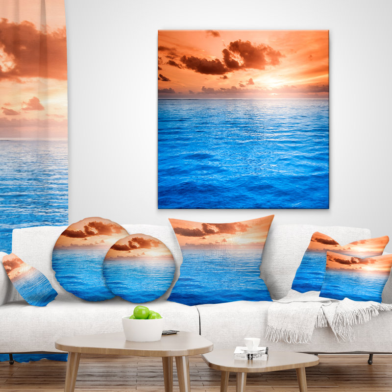 Coussin lombaire à coucher d’eau seascape, Carrée 18 po x 18 po